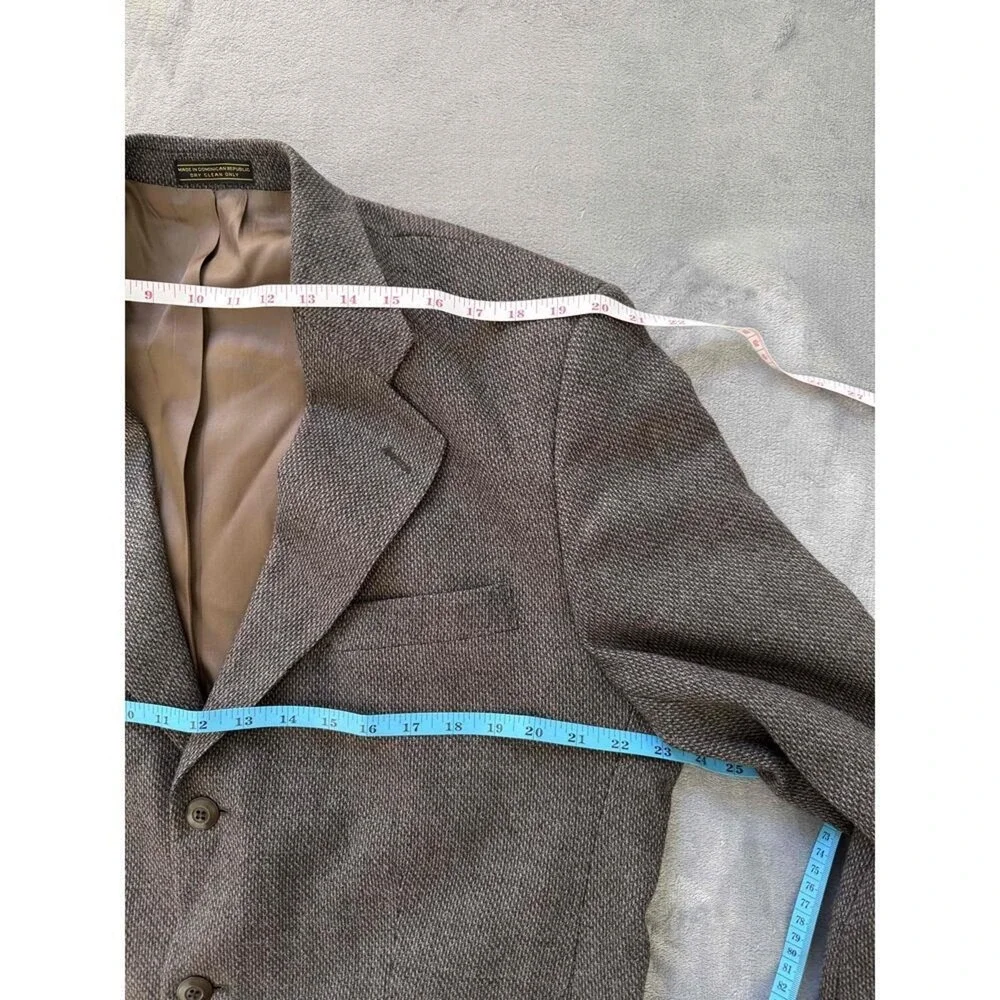 Bachrach Herringbone 2 Button Notched Lapel Patch Pockets Blazer‎ Jacket Wool